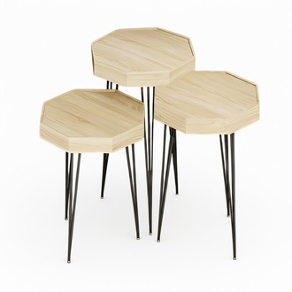 Beistelltisch Holz Beige Elegant Modern