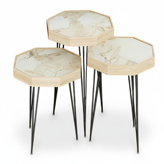 Beistelltisch Holz Beige Elegant Modern