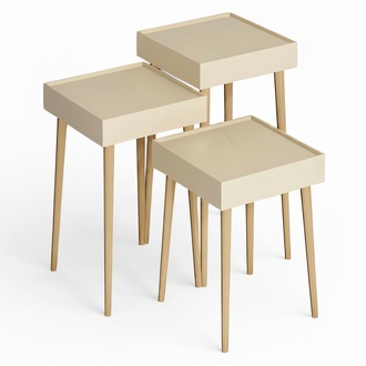Beistelltisch Holz Beige Elegant zeitlos