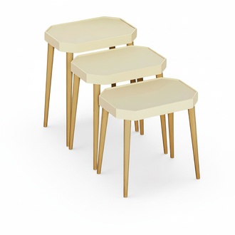 Beistelltisch Holz Beige Elegant Modern