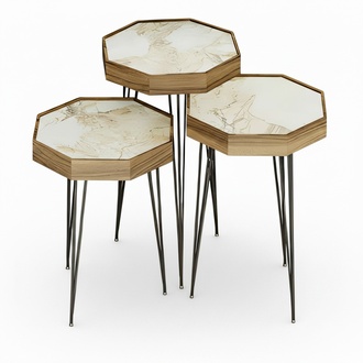 Beistelltisch Holz Beige Modern Elegant