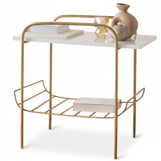 Beistelltisch mit Zeitungsablage und Holzplatte – Modernes Design