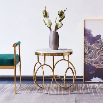 Beistelltisch Tisch Beistell Designer Möbel Gold Rund Edelstahl Tisch