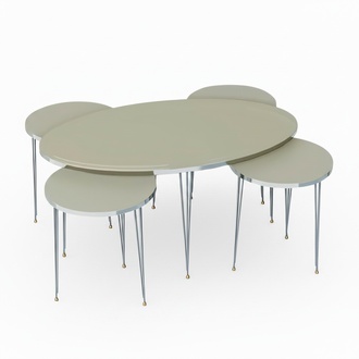 Beistelltische Holzbeige modern elegant Set aus 4 Stück