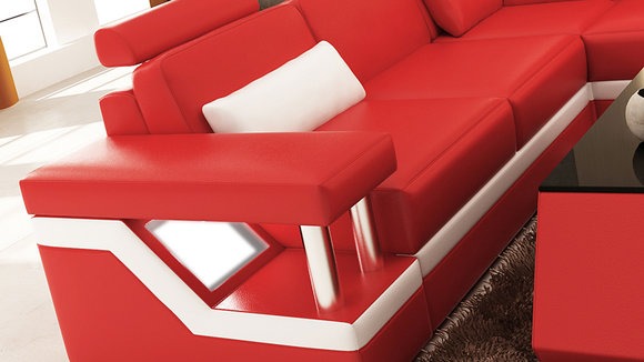 Ledersofa Couch Wohnlandschaft Eck Dekor Modern Ecksofa Design Garnitur