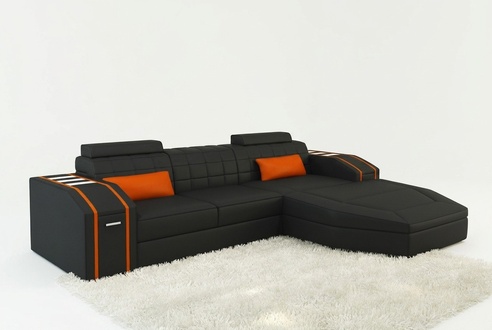 Beleuchtete Wohnzimmer Ledersofa Sofa Eck Couch Wohnlandschaft Big