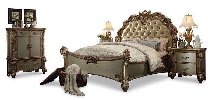 Bett 2x Nachttisch 3 tlg. Schlafzimmer Set Designer Luxus Gruppe Garnitur