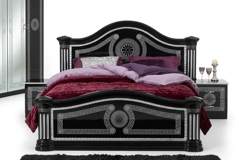 Bett 2x Nachttische 3tlg. Italienische Möbel Schlafzimmer Betten Holz Neu