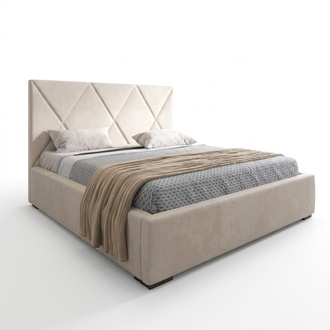 Bett Beige Doppelbett Stil Elegantes Bett Polster Stoff Schlafzimmer Modern Neu