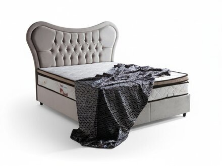 Bett Design Betten Luxus Beige Polster Schlafzimmer Möbel Chesterfield