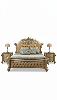 Bett Design Doppelbett Betten Luxus Klassiker Barock Chesterfield 184x214cm neu