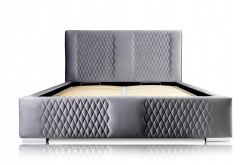 Bett Grau Doppelbett Modern Elegantes Bett Polster Stoff Schlafzimmer Modern Neu