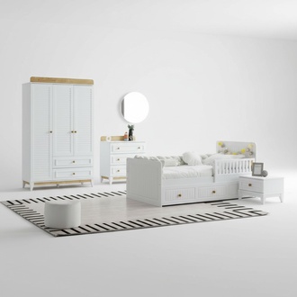 Bett Nachttisch Kommode Kleiderschrank Set Kinderzimmer Schlafzimmer