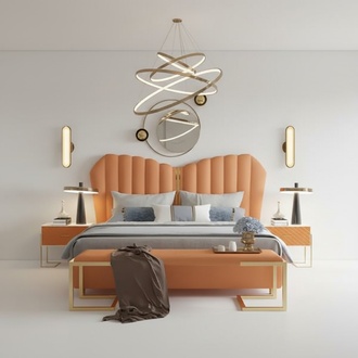 Bett Orange Doppelbett 180 x 200 Möbel Einrichtung Schlafzimmer Design Neu