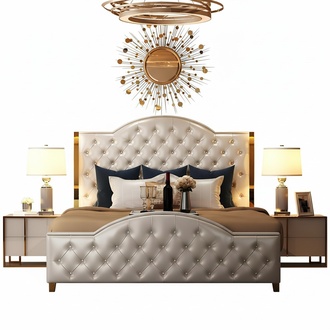 Bett Polster Design Luxus Doppel Hotel Betten Deko Schlaf Zimmer Leder