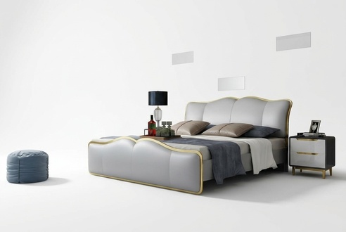Bett Polster Design Luxus Metall Doppel Betten Ehe Schlaf Zimmer Textil