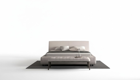 Bett Polsterbett Doppelbett Elegantes Design Beige Komfort Liegefläche