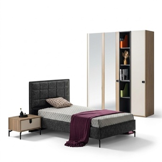 Bett Stilvoll Gepolstertes Kopfteil Nachttisch Modernes Design Kinderzimmer