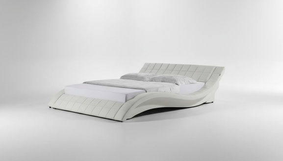 Bett Weiß Schlafzimmer JV Möbel Liegefläche 180x200 Schlafzimmer Kunstleder