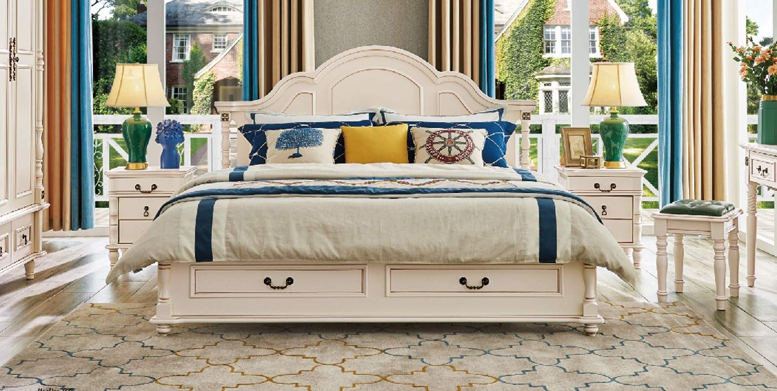 Schlafzimmer Set Bett 2x Nachttisch Hotel Betten Schlafzimmer Holz Design 3tlg.