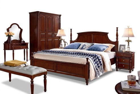 Betten Massiv Doppelbett Bett Möbel Holz Design Schlafzimmer klassisch