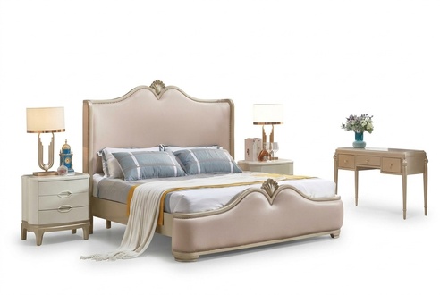 Bettgestell Betten Doppel Bettrahmen Beige Bett Möbel Doppelbetten