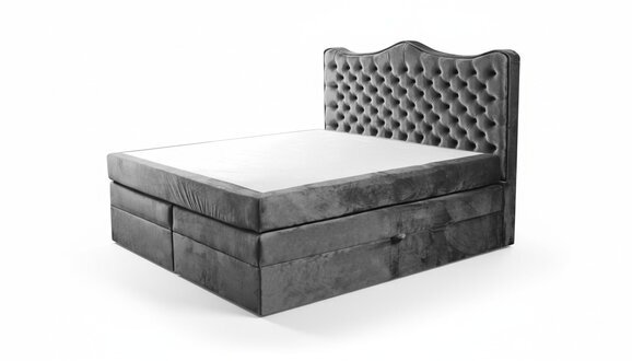 Bettrahmen grau chesterfield schlafzimmer design elegant stoff klassische möbel