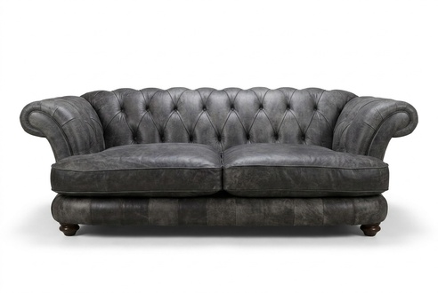 Big XXL Chesterfield Couch Tiefe Sitzflächen Polster Sofa Leder luxus