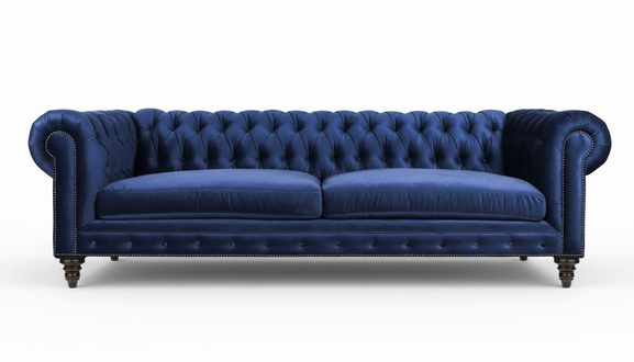 Blau Chesterfield Dreisitzer Modern Design Couchen Sofa Möbel Stoff Sofas Neu