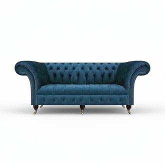 Blau Textil Chesterfield Dreisitze Sofa Couch Sitzmöbel Designer Modern Neu