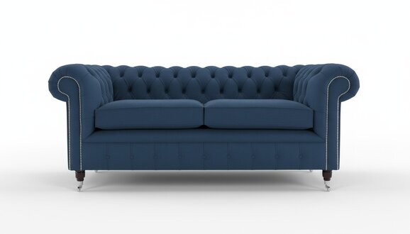 Blaue Chesterfield Couch Textil Polster Sitz Garnitur Sofa Stoff Sofas 3 Sitzer