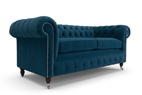 Blaue Chesterfield Stoffsofa Couch Couchen Sofa Sitz Sofas Textil Neu Polster