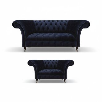 Blaue Wohnzimmer Chesterfield Couchen Designer Polstermöbel Sofas 2tlg
