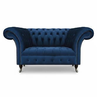 Blauer Chesterfield Zweisitzer Wohnzimmer Polster Sitzmöbel Luxus Couch