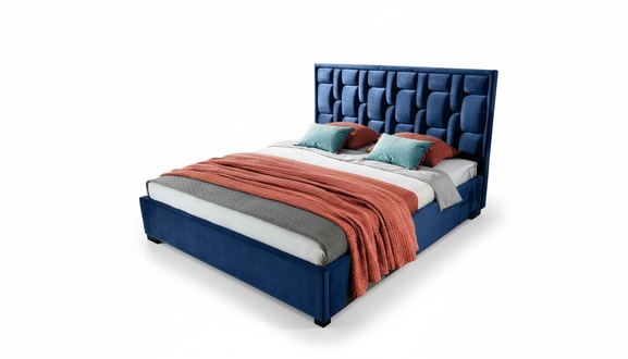 Blaues Designer Bett Schlafzimmer Design Möbel Modern Luxus Betten Gestell Neu