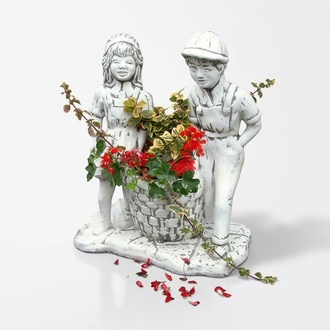 Blumenkübel Natur Pflanz Kübel Dekoration Figur Blumentöpfe Vasen Garten