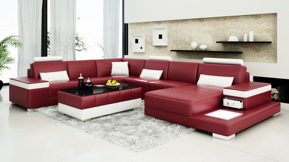 Ledersofa Couch Wohnlandschaft Ecksofa Eck Garnitur Design Modern Dekor Neu