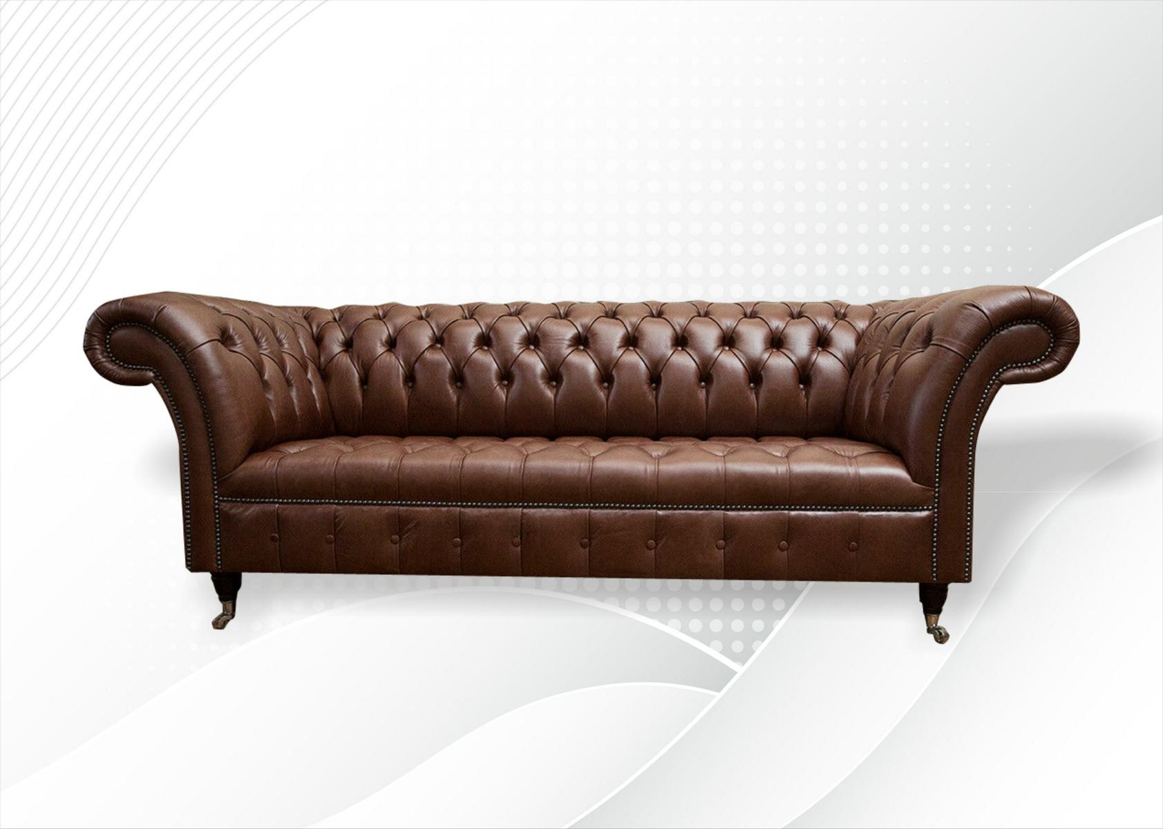 Chesterfield Couch Polster Sofas Klassische Leder 3 Sitzer Couchen Sofa Braun