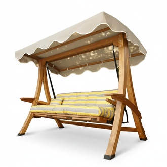 Braun-Beige Gartenschaukel Luxuriöse Schaukel Outdoor Vordach Sitzmöbel Neu
