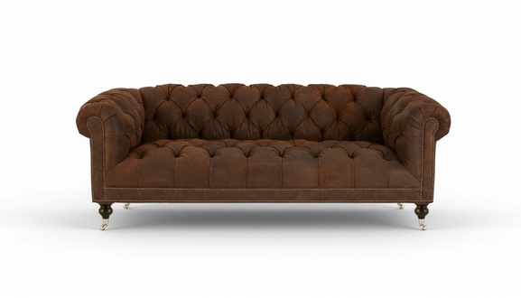 Braun Dreisitzer Chesterfield Modern Design Leder Sofa Design Möbel Samt Stoff