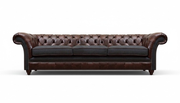 Braun-Grauer Chesterfield Dreisitzer Wohnzimmer Polstersofas Luxus Couch