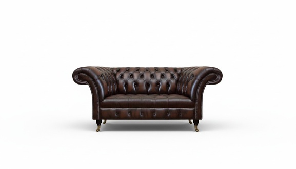 Braun Luxus Leder Sofa Zweisitzer Couch Wohnzimmer Polstermöbel Chesterfield