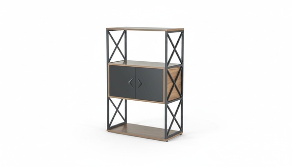 Braun-Schwarzer Aktenschrank Designer Arbeitszimmer Ablagen Sideboard