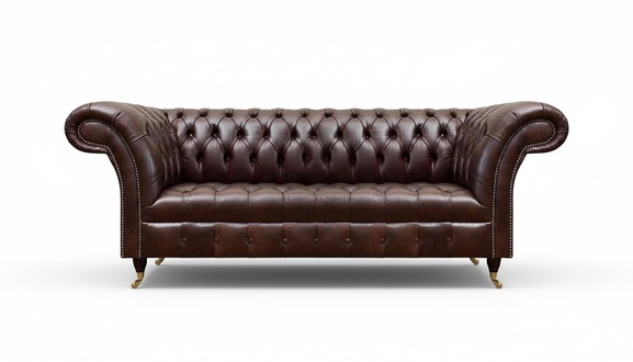 Braune Chesterfield Kunstleder Couch Designer Sitzsofa Wohnzimmer Möbel