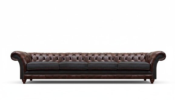 Braune Chesterfield Ledercouch Designer Viersitzer Wohnzimmer Edle Sofas