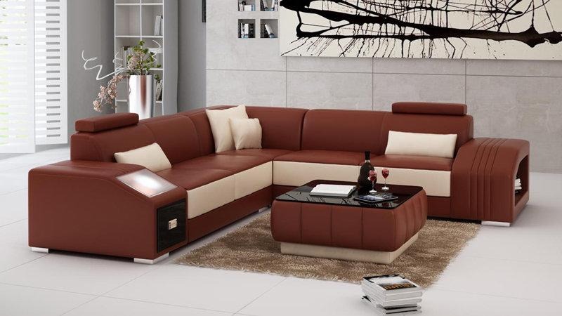 Ledersofa Modern Couch Wohnlandschaft Ecksofa Eck Garnitur Design Dekor