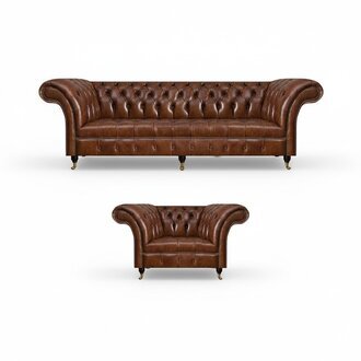 Braune Ledersofas Chesterfield Ledersessel Wohnzimmer Couchen Möbel 2tlg