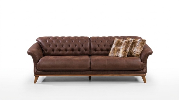 Brauner Chesterfield Dreisitzer Polstermöbel Luxus Sofas Moderne Couch