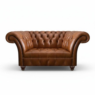 Brauner Chesterfield Leder Zweisitzer Designer Kunstleder 2-Sitzer Sofa