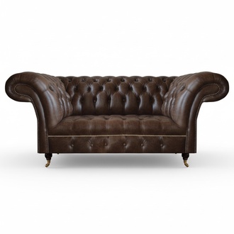 Brauner Chesterfield Leder Zweisitzer Moderne Wohnzimmer Designer Möbel